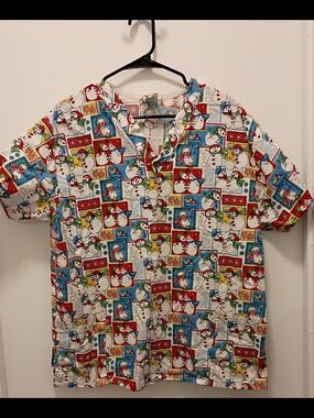 Holiday Snowman Print Scrubs